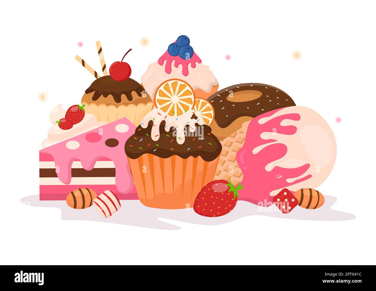 Cakes and cupcakes set Stock Vector by ©Sonulkaster 144665727