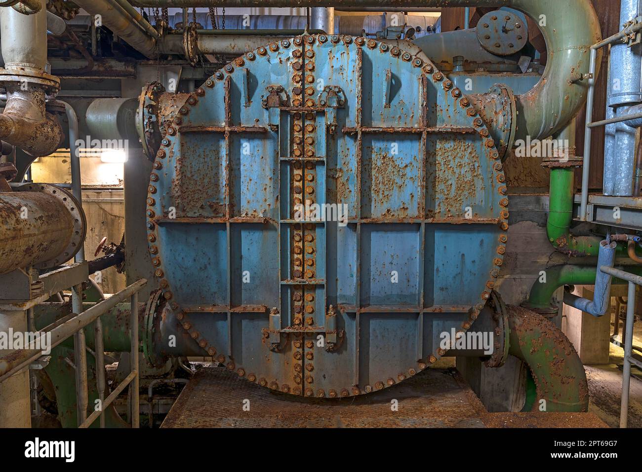 Steam boiler in a former paper factory, Lost Place, BadenWuerttemberg