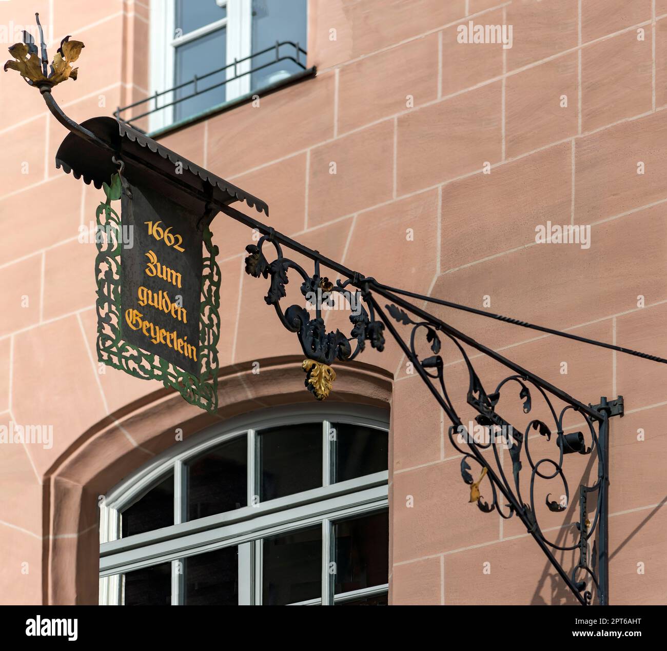 Historical nose sign of former inn, Geiersberg 11, Nuremberg, Middle Franconia, Bavaria, Germany Stock Photo