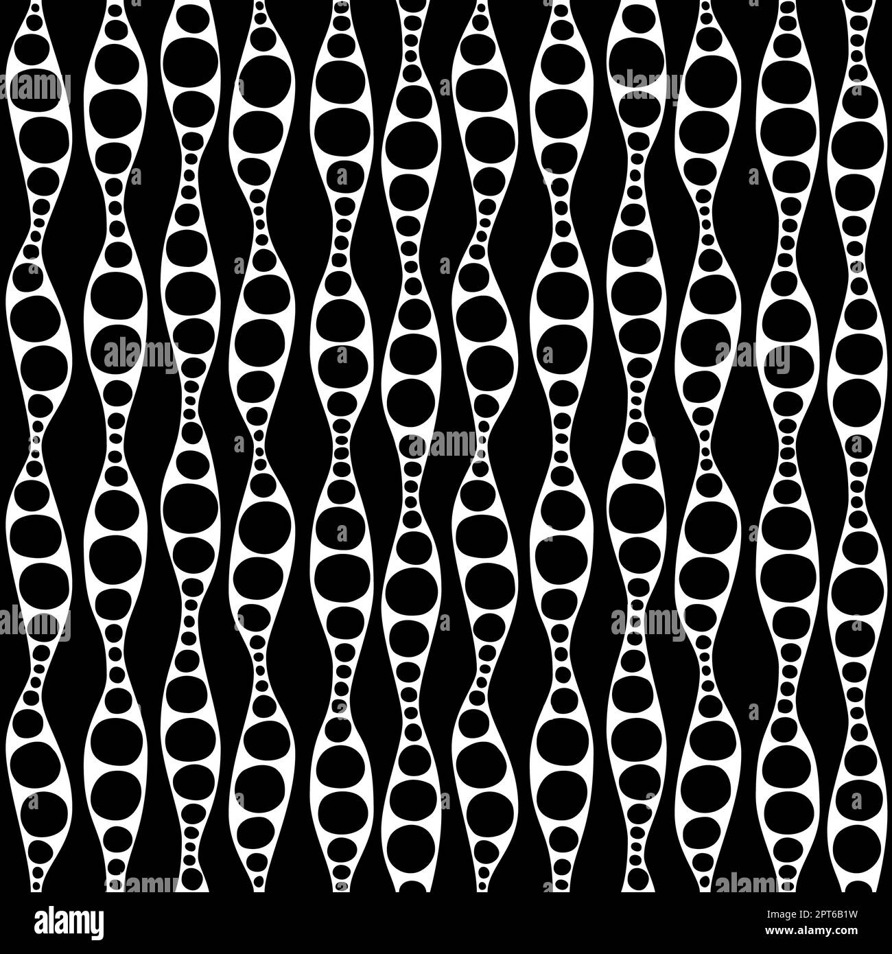 Seamless geometric pattern. Waves and circles in black and white ...