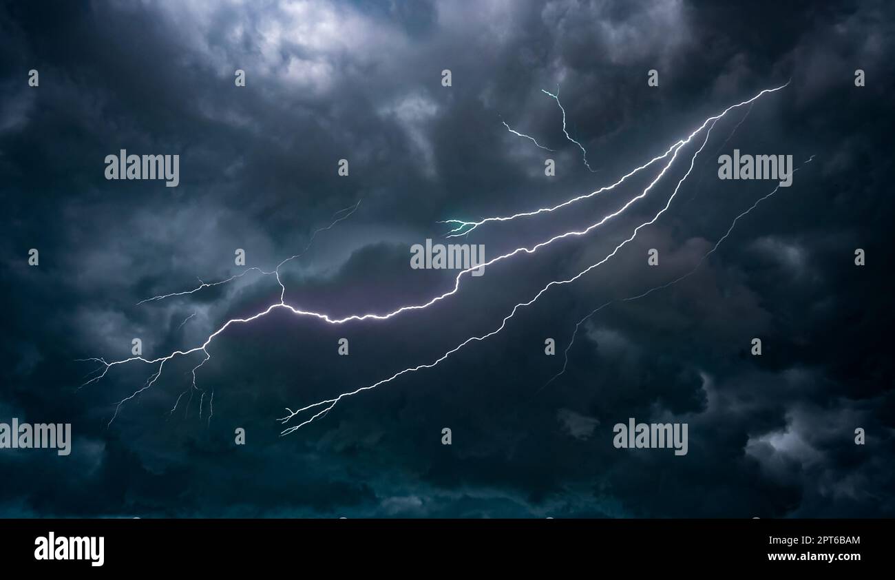 lightning The line of lightning was coming down Stock Photo Alamy