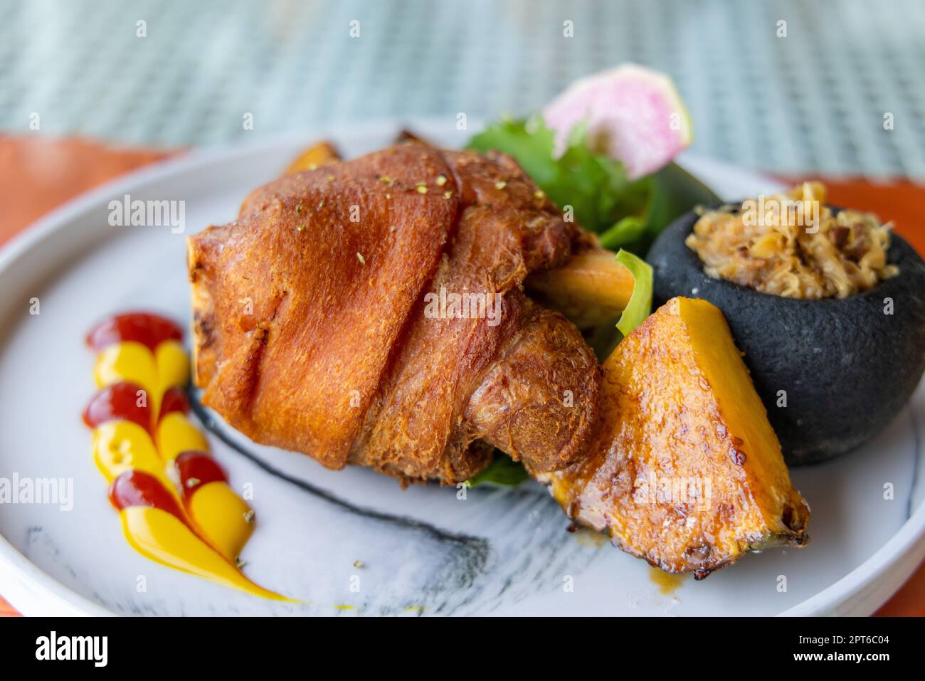 Deep Fried Pork Knuckle dish in restaurant Stock Photo Alamy