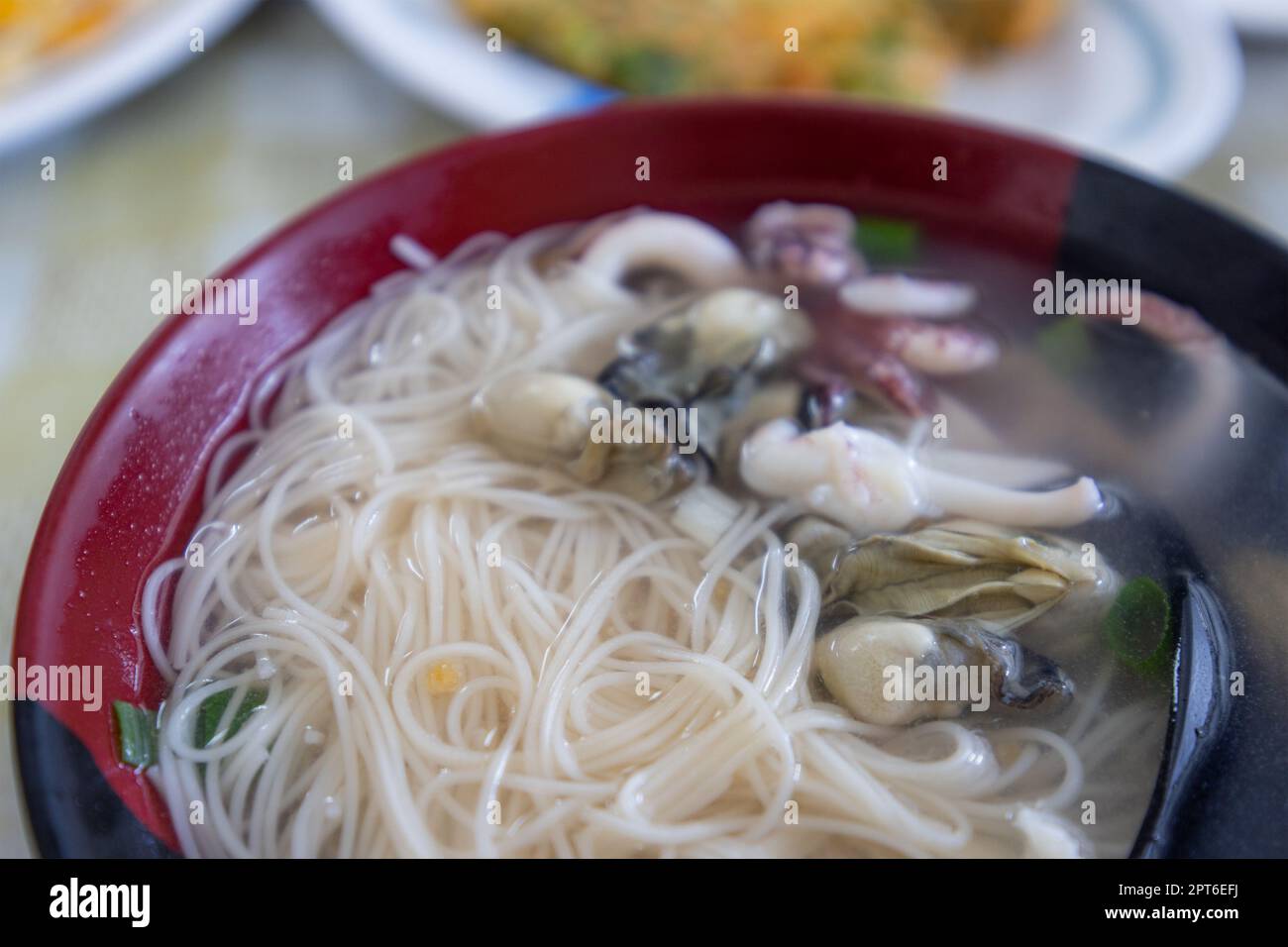 Oyster rice noodle soup famous in Taiwan Stock Photo Alamy