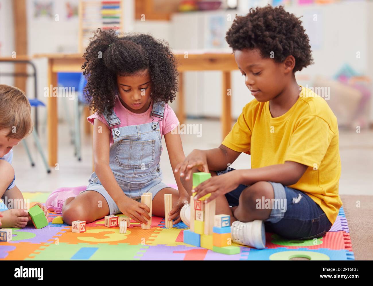 A child playing along improves their imagination. preschoolers playing