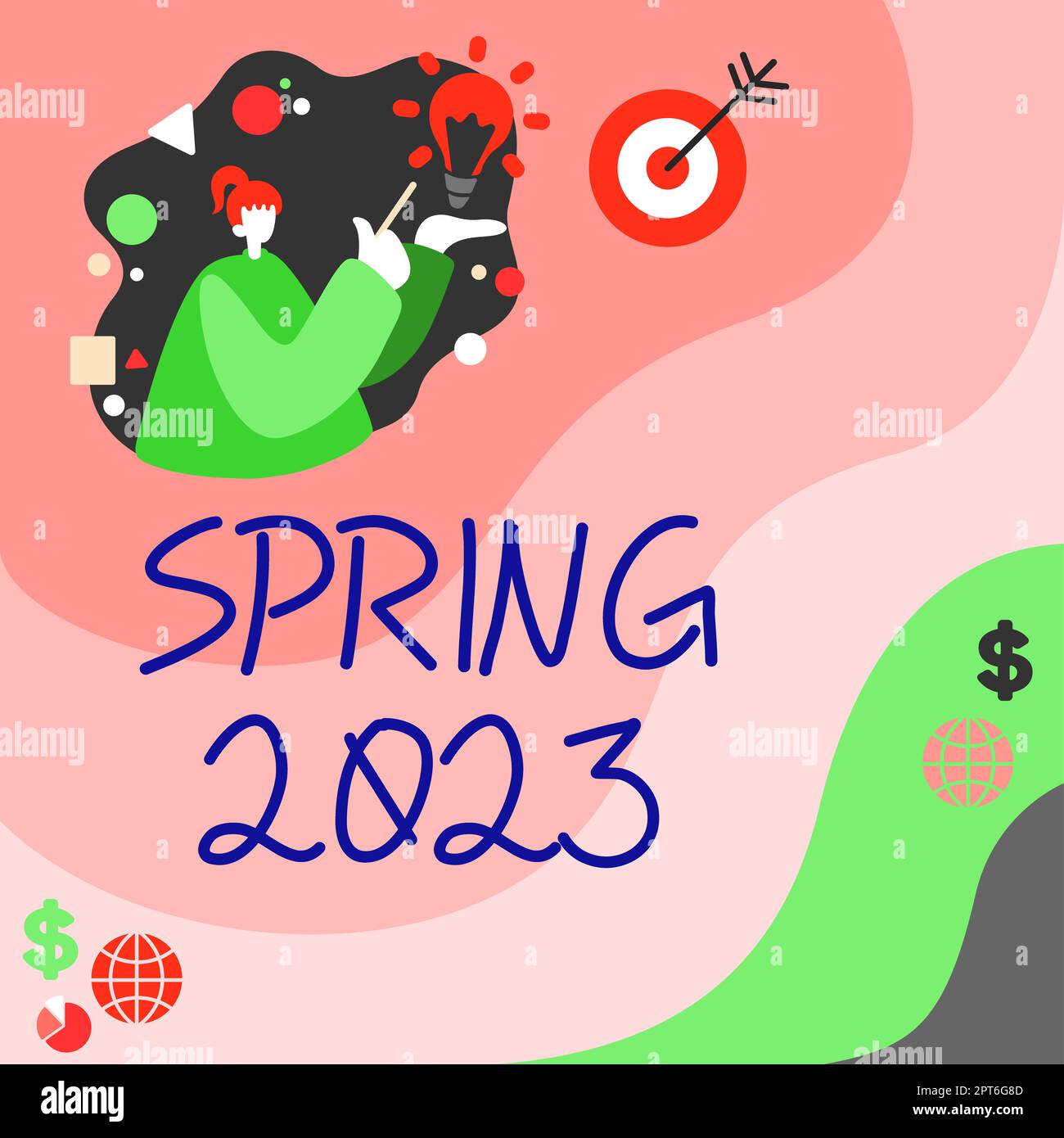 Text caption presenting Spring 2023, Concept meaning time of year where ...
