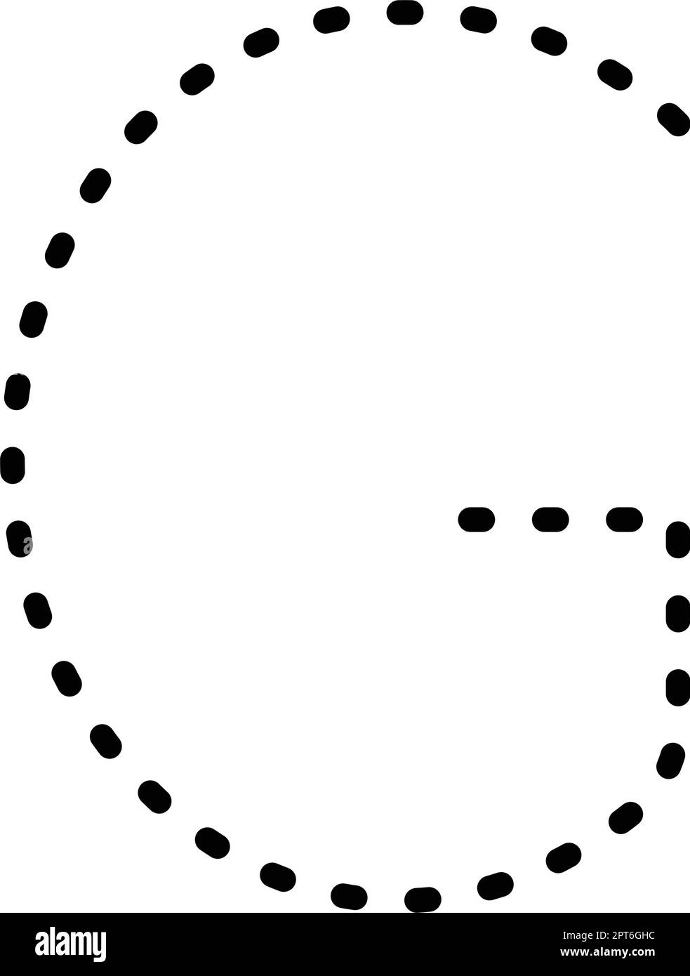 Tracing Alphabet letter G prewriting dotted line element for