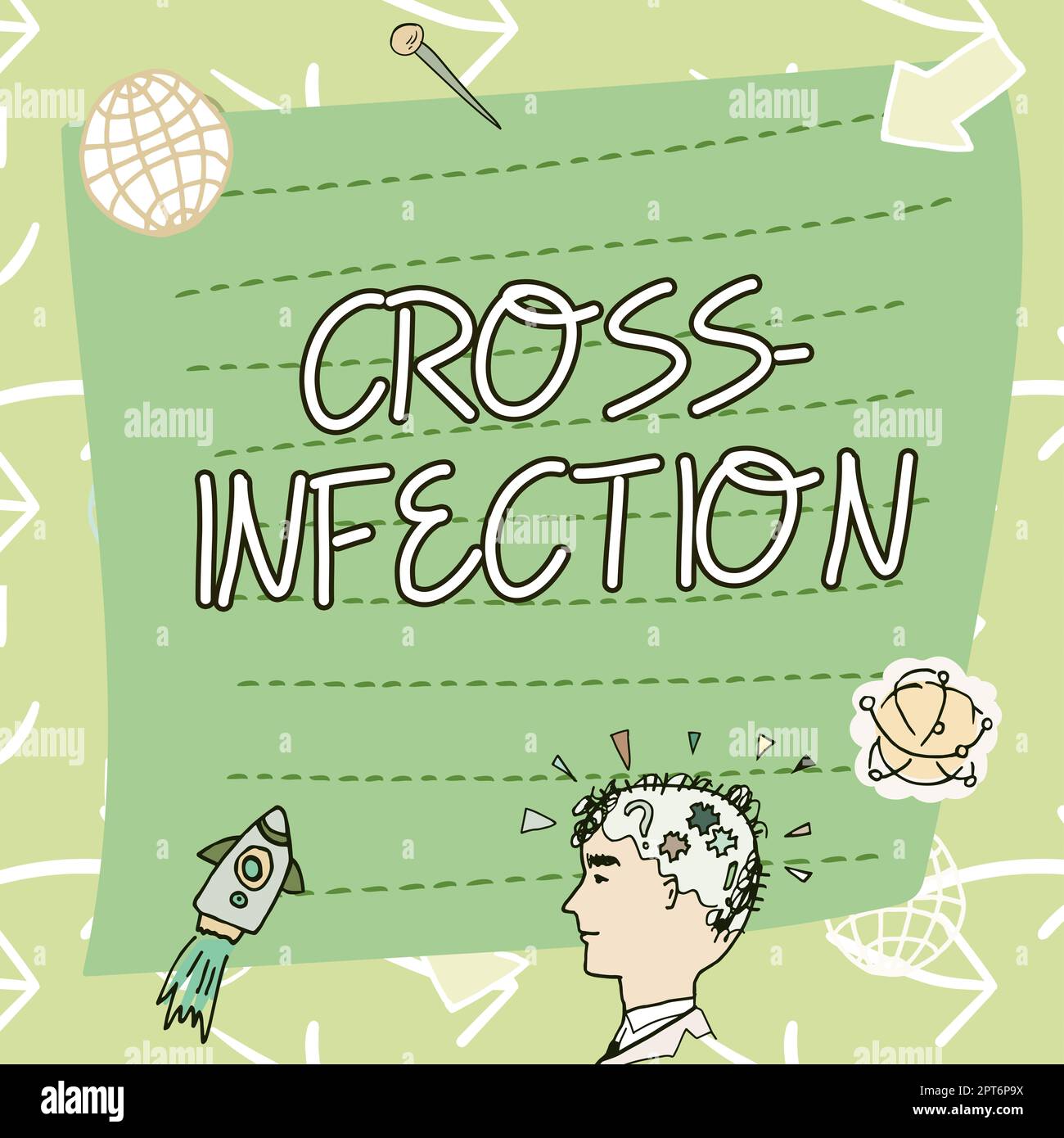 Handwriting text Cross Infection, Concept meaning diseasecausing