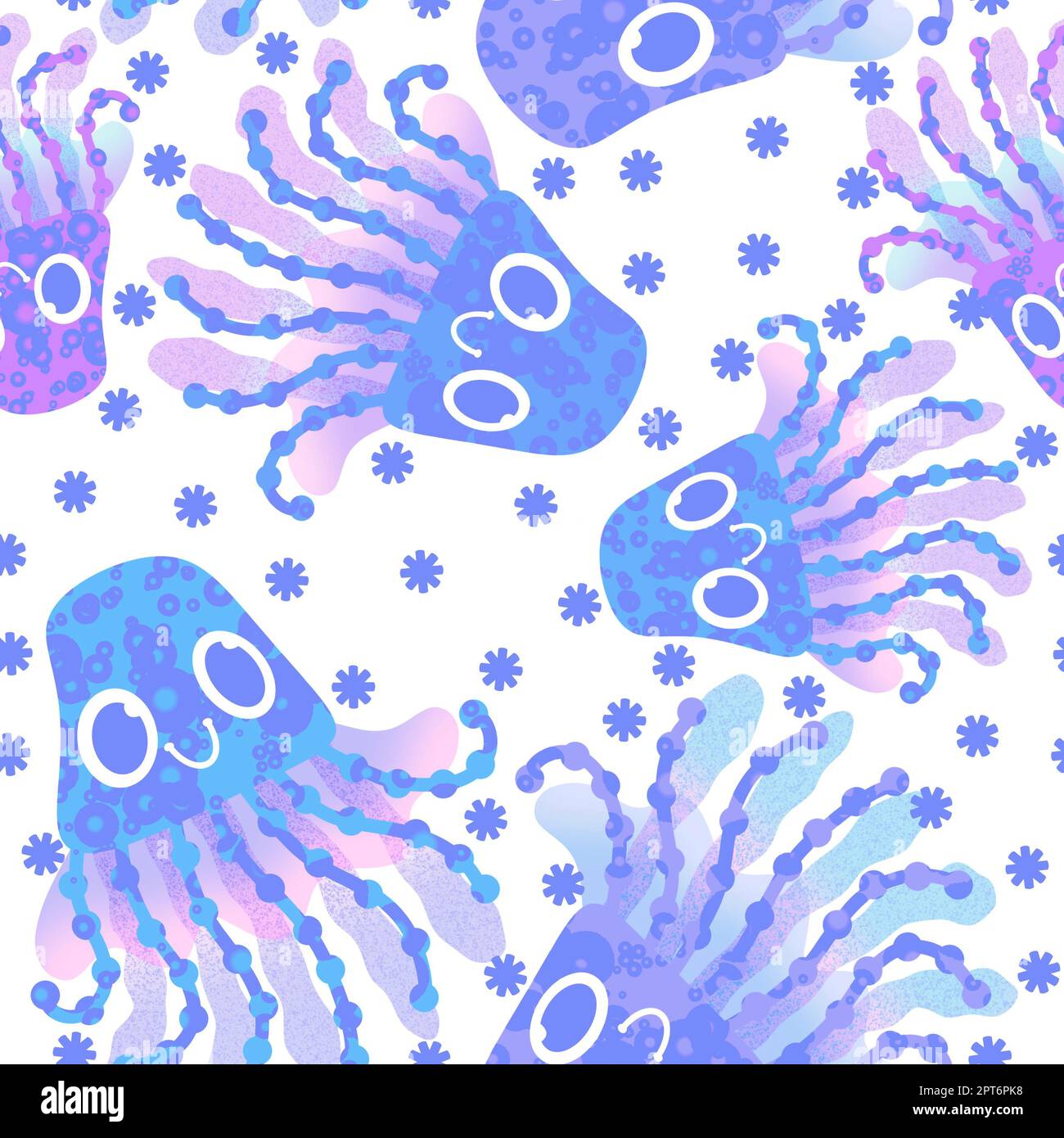 Cartoon Jellyfish Pattern Print Foldable Umbrella