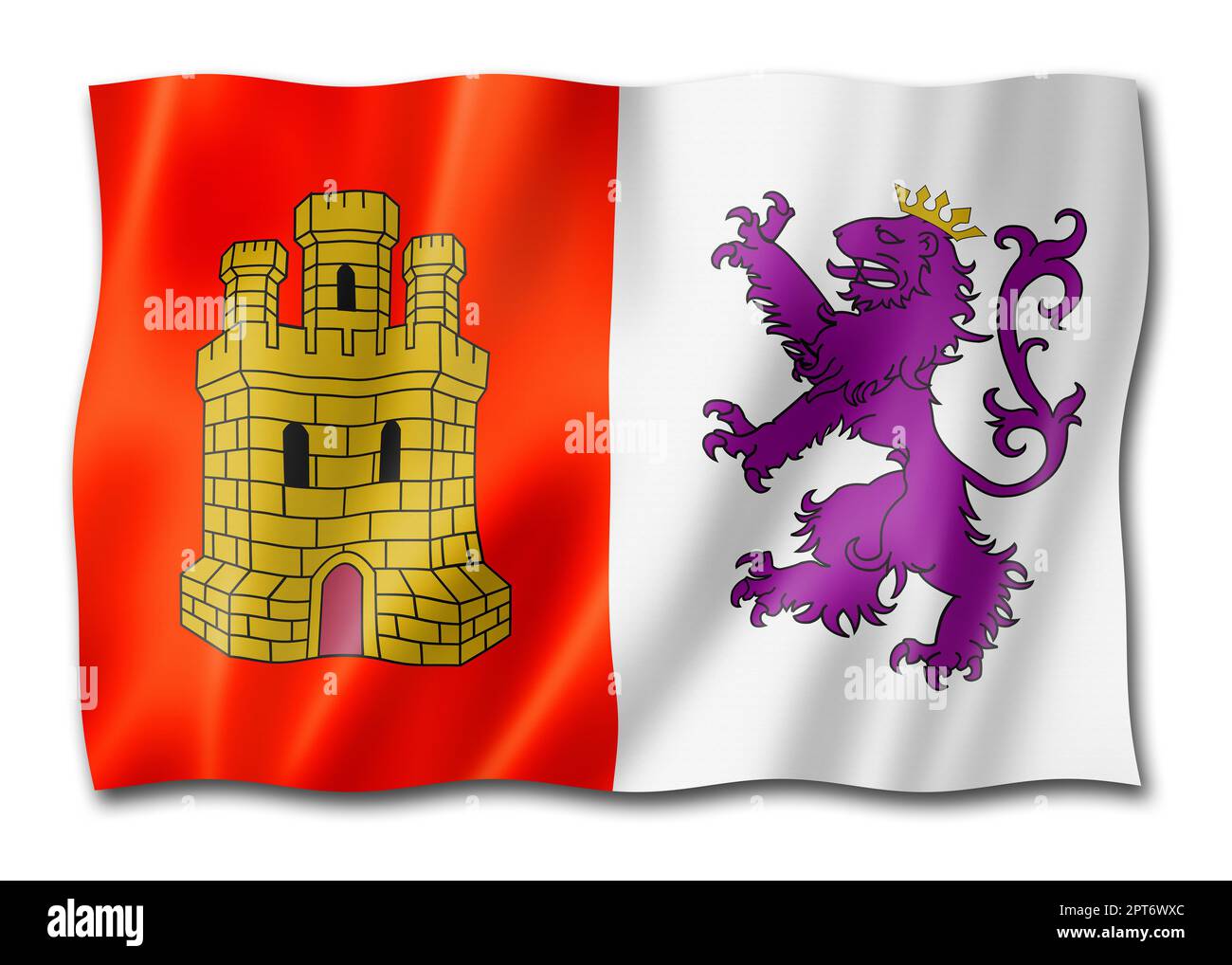 Caceres province flag, Spain waving banner collection. 3D illustration ...