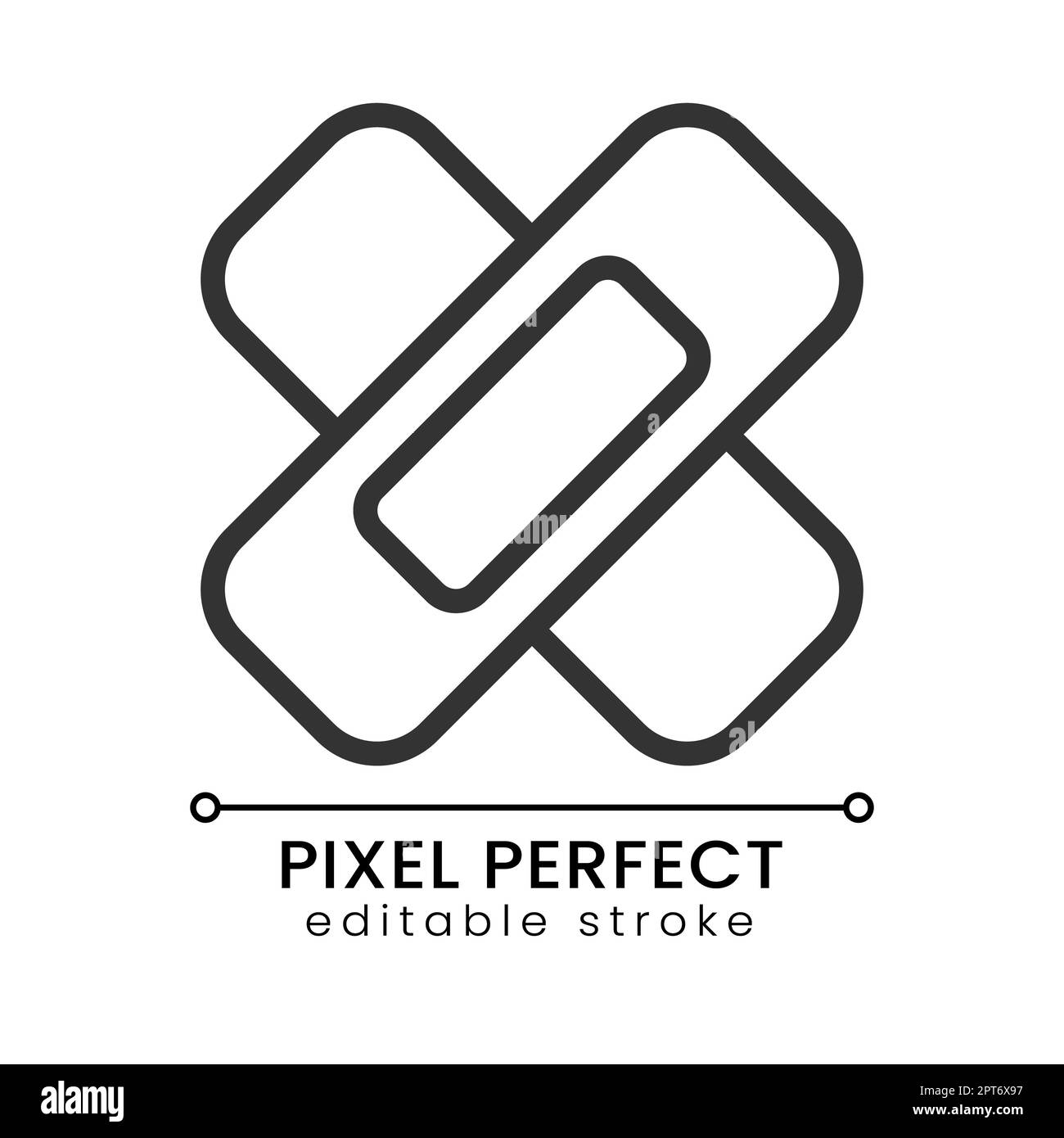 Adhesive bandage pixel perfect linear icon. Medical dressing. Sticking