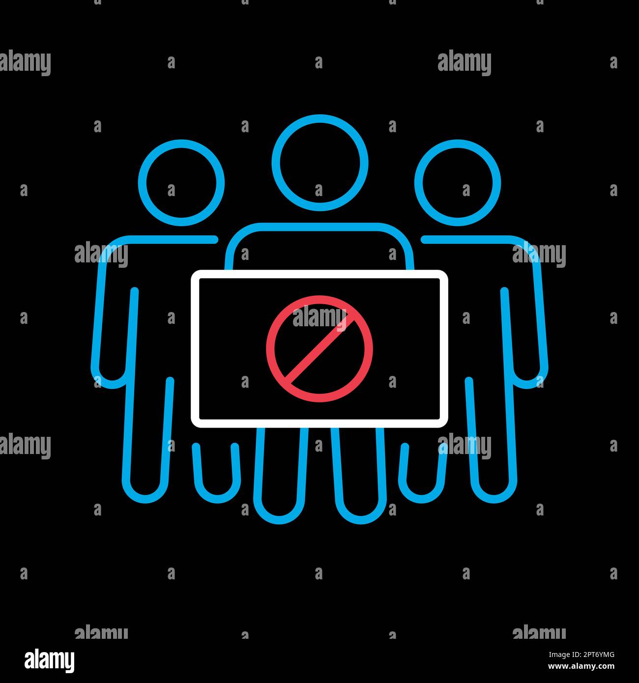 Crowd of people with placard with forbidden sign Stock Vector Image