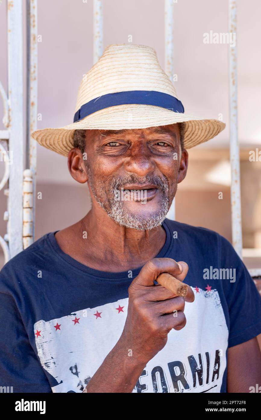 Cigar smoker, Trinidad, Cuba Stock Photo Alamy