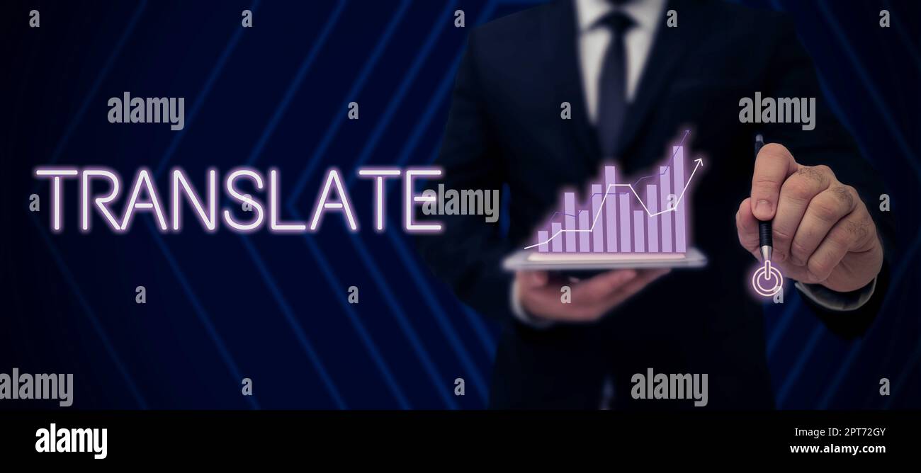 Text caption presenting Translate, Business approach Another word with