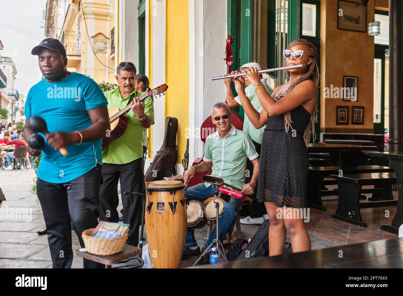 Musician, Plaza Vieja, Havana, Cuba Stock Photo