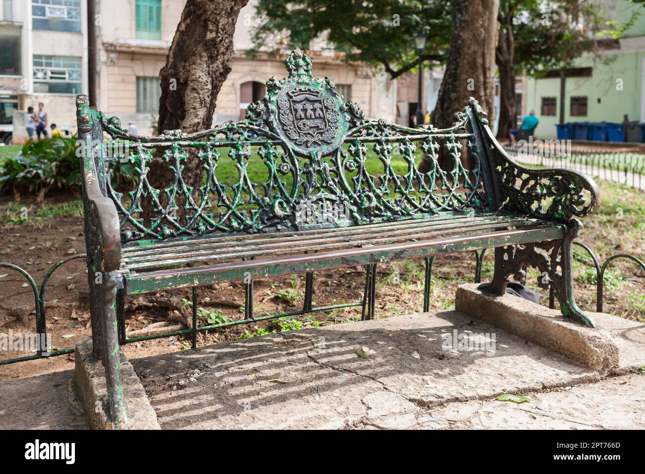 Bench, historical, Havana, Cuba Stock Photo Alamy