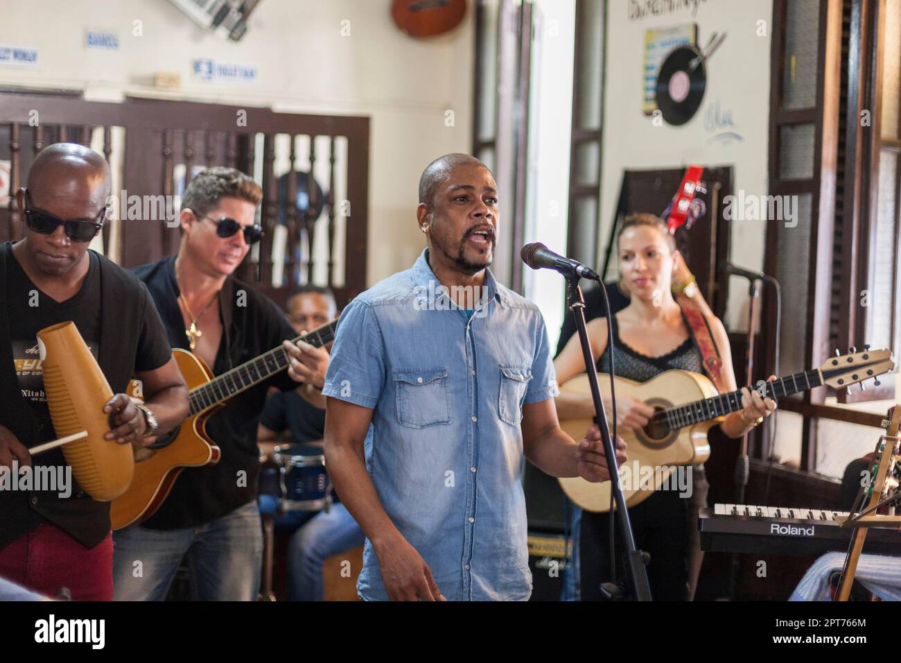 Live music, Musicians, Bar, Havana, Cuba Stock Photo