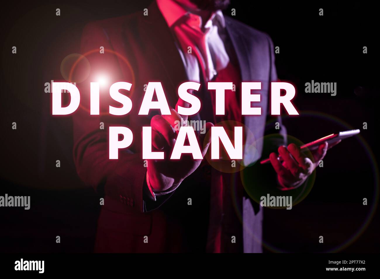 Sign displaying Disaster Plan, Internet Concept Respond to Emergency Preparedness Survival and First Aid Kit Stock Photo