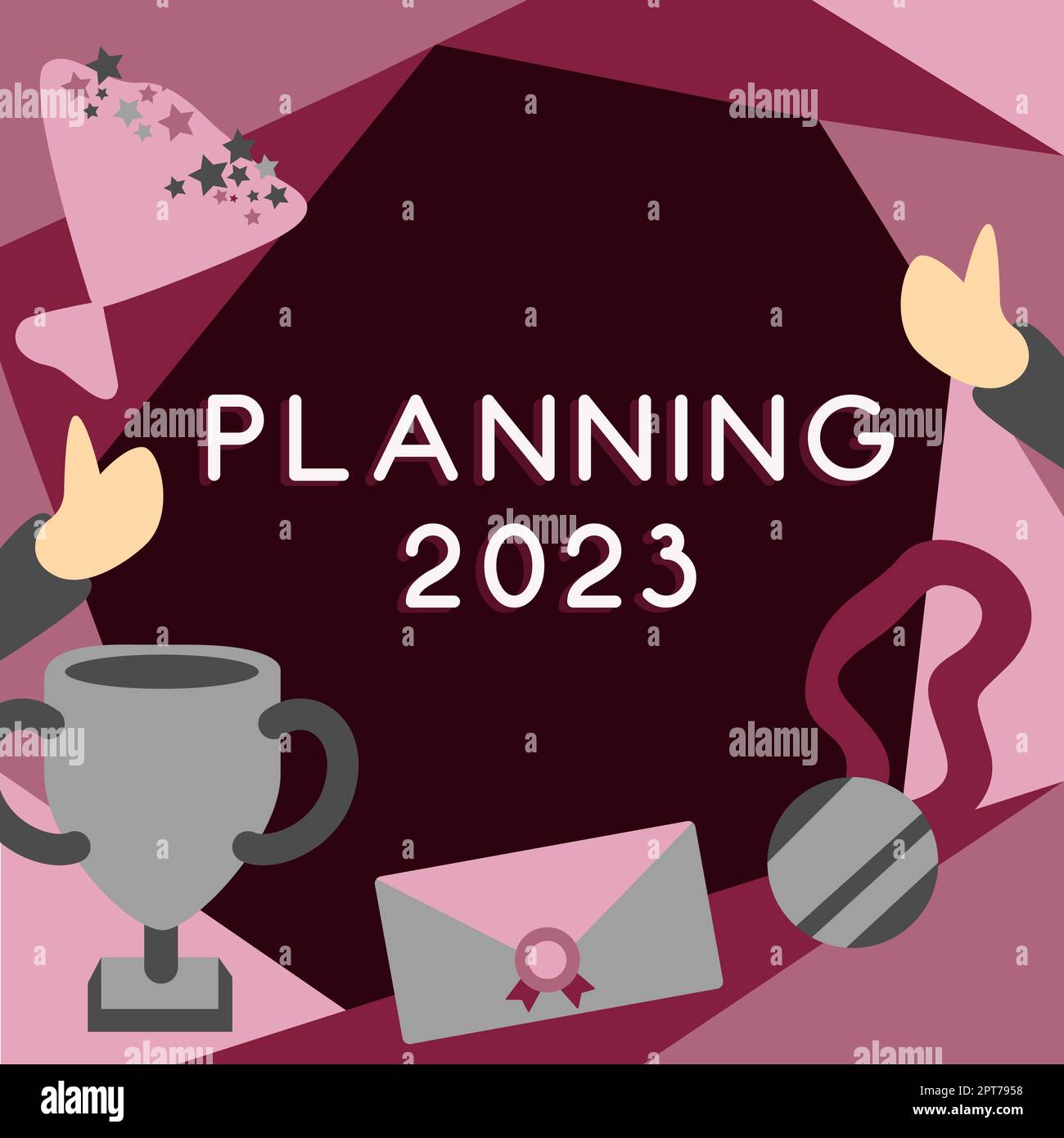 Conceptual caption Planning 2023, Conceptual photo Begin with end in