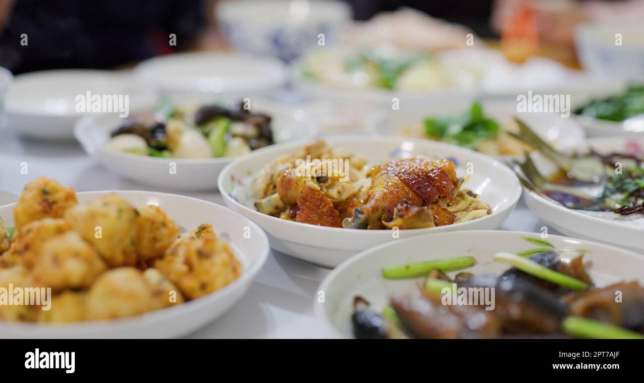 Chinese family dinner at home Stock Photo