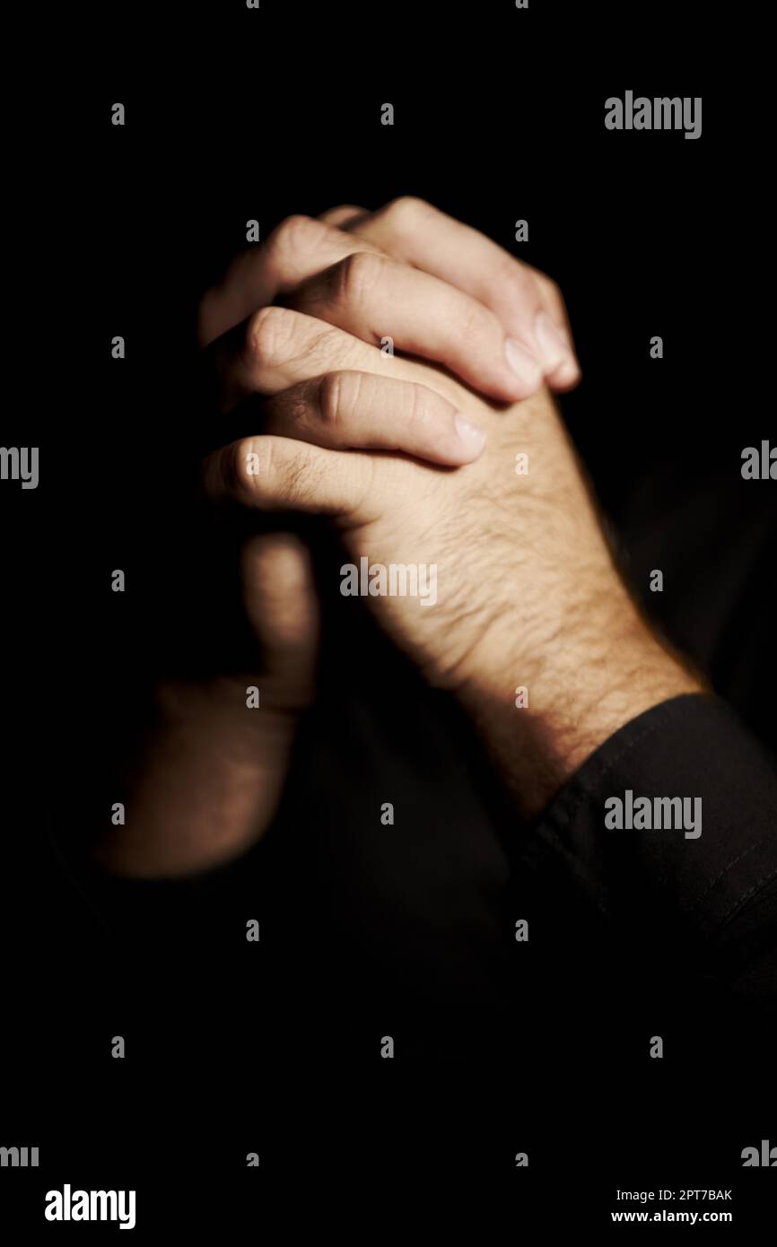 Pleading with God. Hands clasped together in the prayer position Stock ...