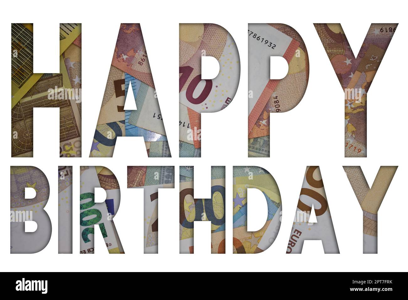 Happy Birthday word with money. Paper currency background with