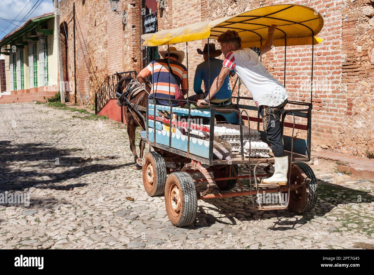 Horse and cart, eggs, street vending, Trinidad, Cuba Stock Photo Alamy