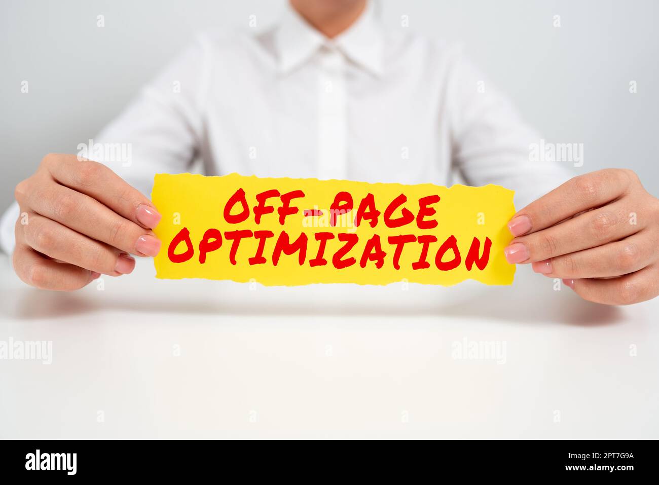Handwriting text Off Page Optimization, Word Written on Website External Process Promotional Method Ranking Stock Photo