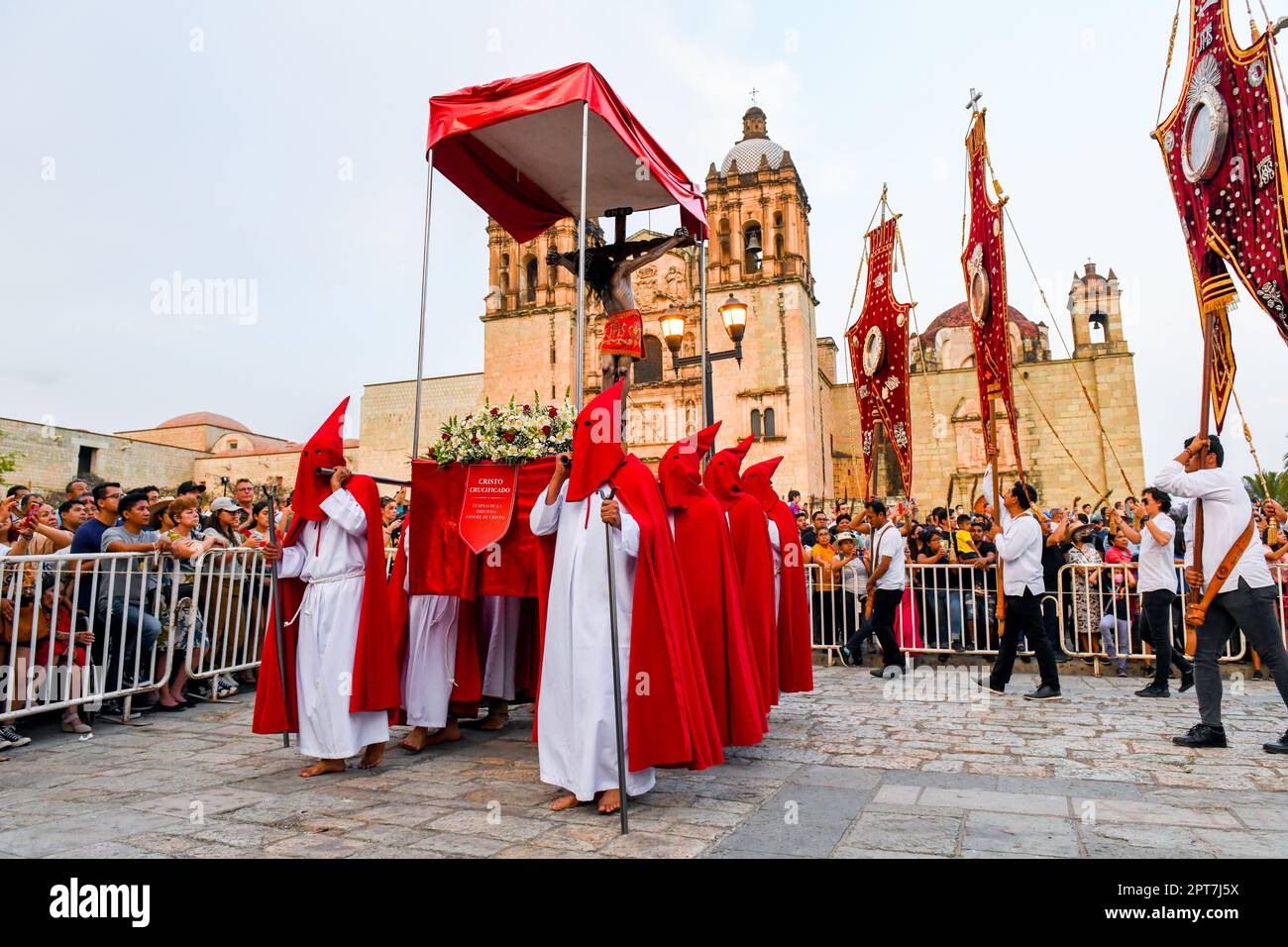 Good Friday Silent procession in Oaxaca Mexico during the Semana Santa  (Easter) Stock Photo