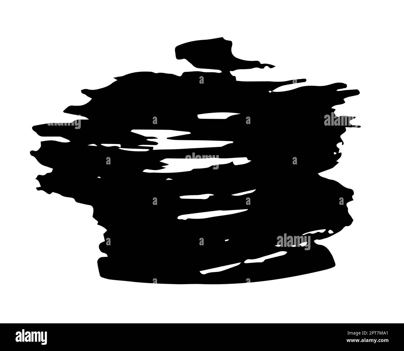 Brush stroke hand painted with black ink, isolated on white background ...