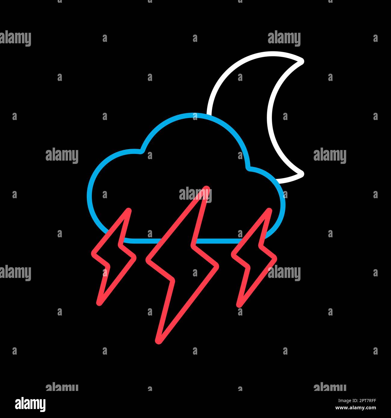 Moon storm cloud isolated vector icon on black background. Rainstorm ...