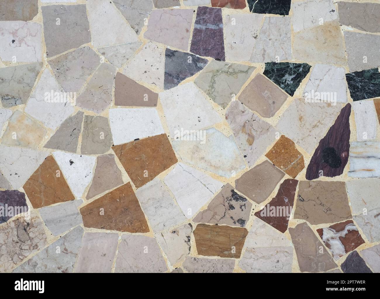 opus incertum irregular work tiled marble floor texture useful as a background Stock Photo
