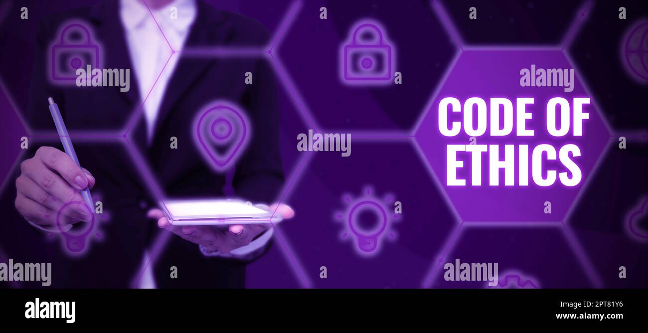 Text showing inspiration Code Of Ethics, Business idea Moral Rules