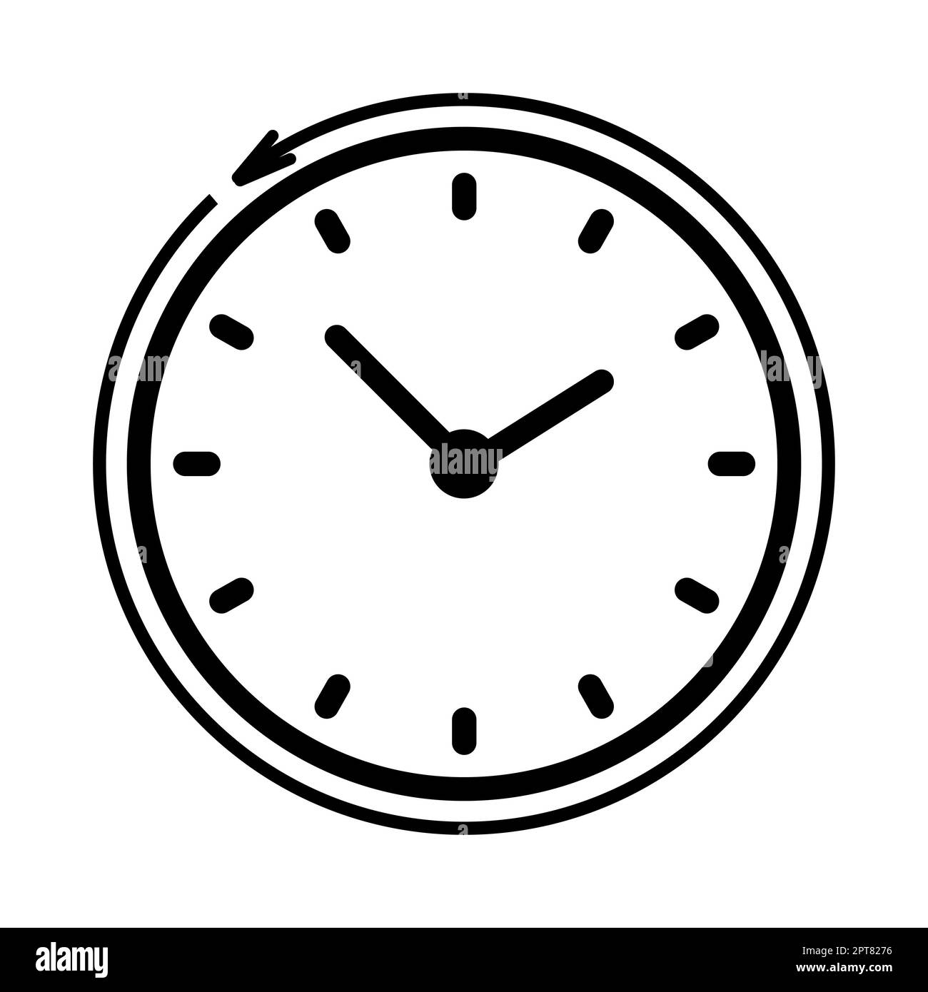Round clock, white transparent clock face circle arrow icon Vector
