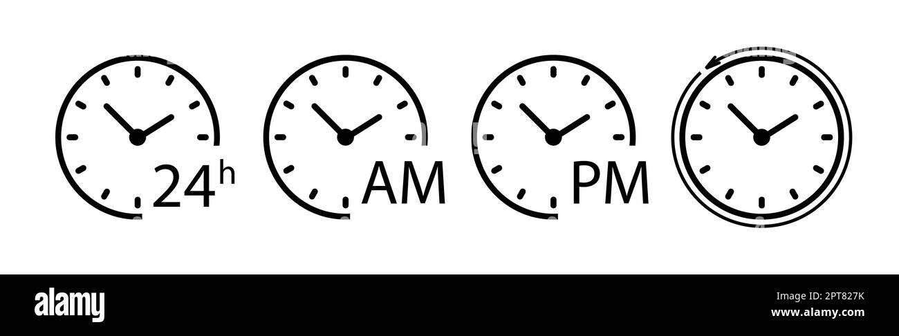 Time and round clock icon set, circle arrow icon - Vector illustration ...