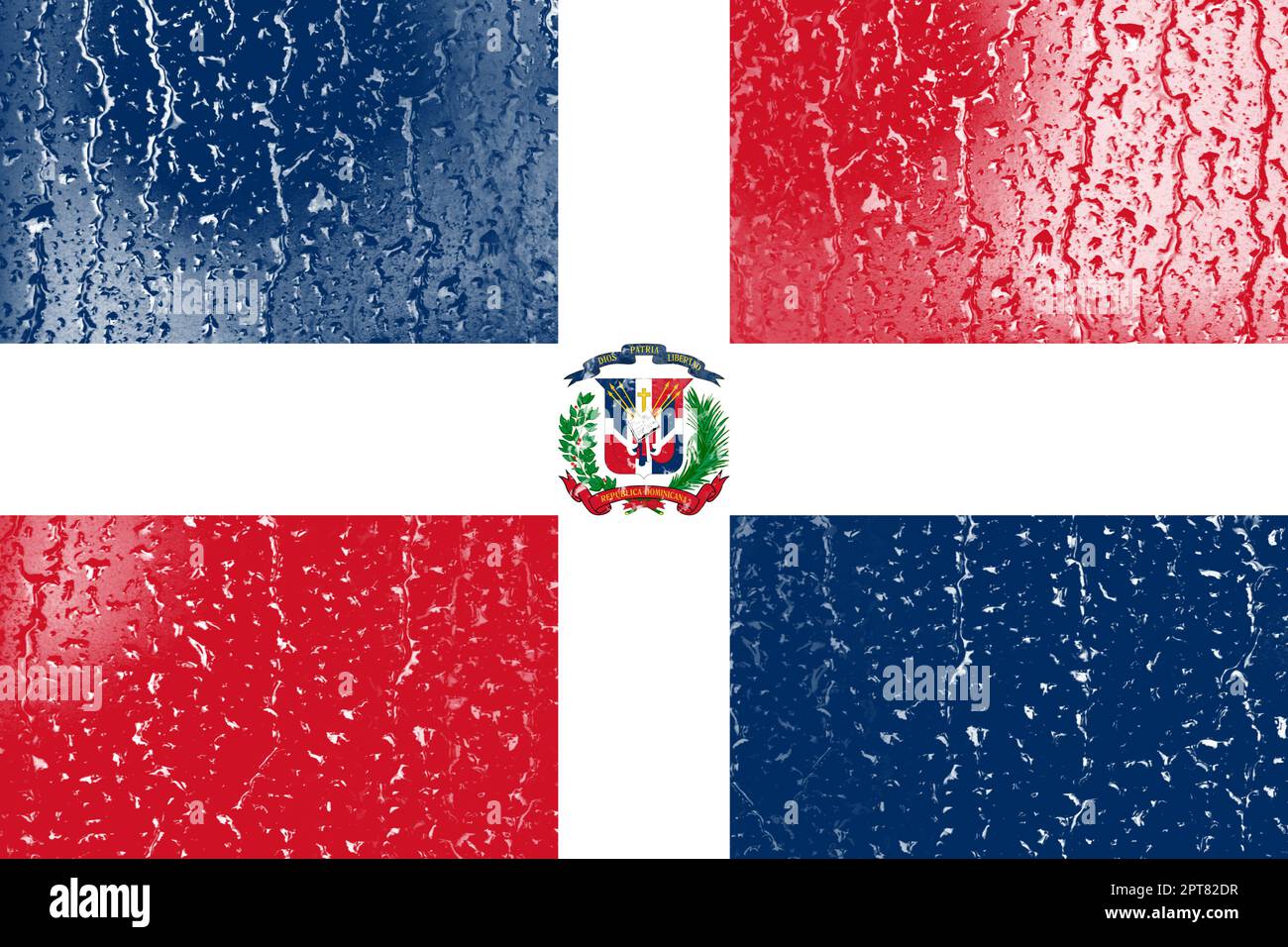 3D Flag of Dominican Republic on a glass with water drop background ...