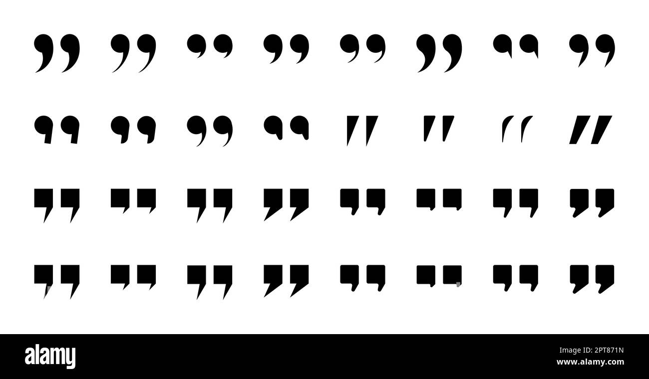 Set of vector quotation marks, signs silhouettes, black quotation mark