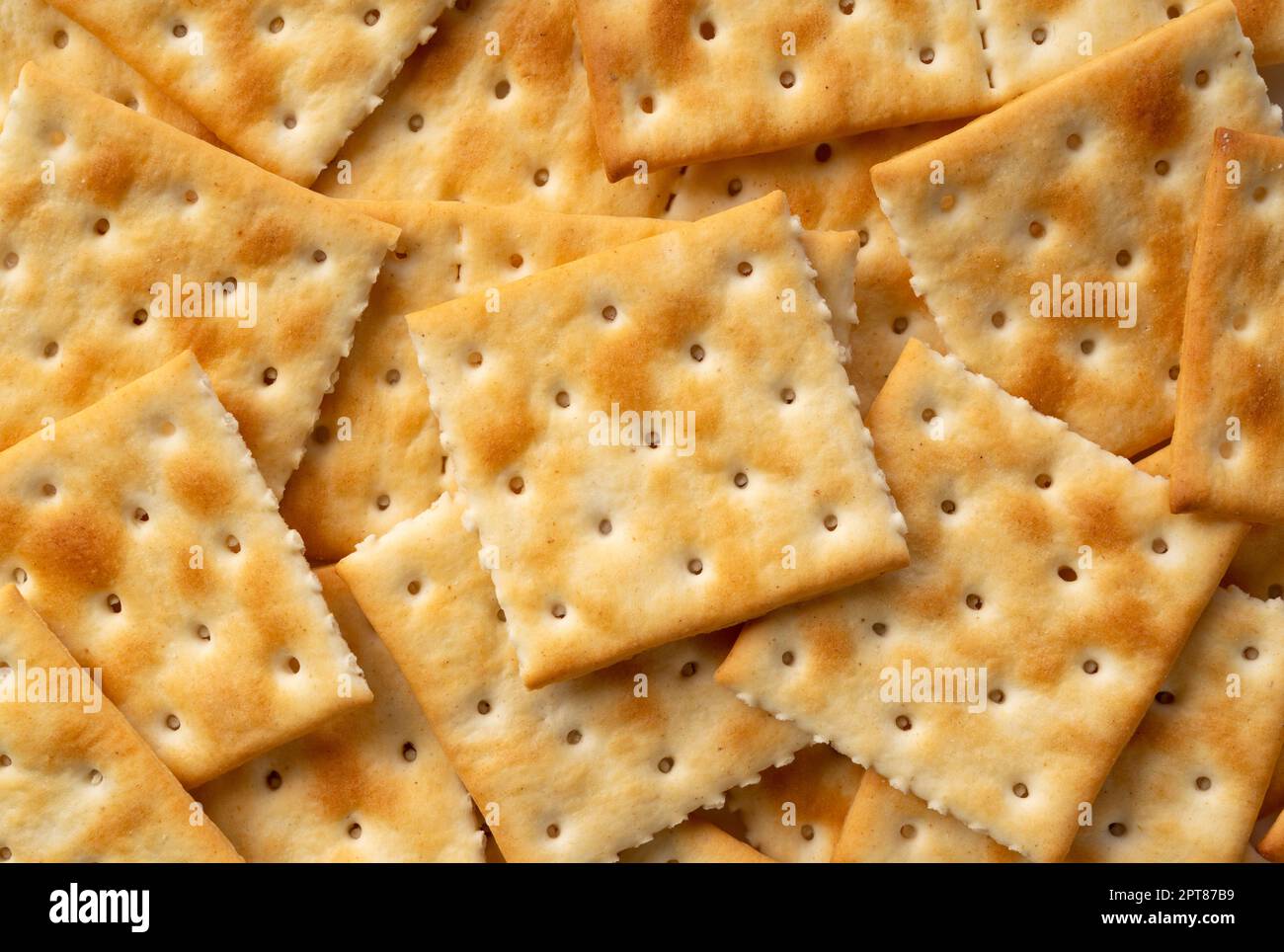 Crackers placed throughout the screen. Viewed from above. Stock Photo