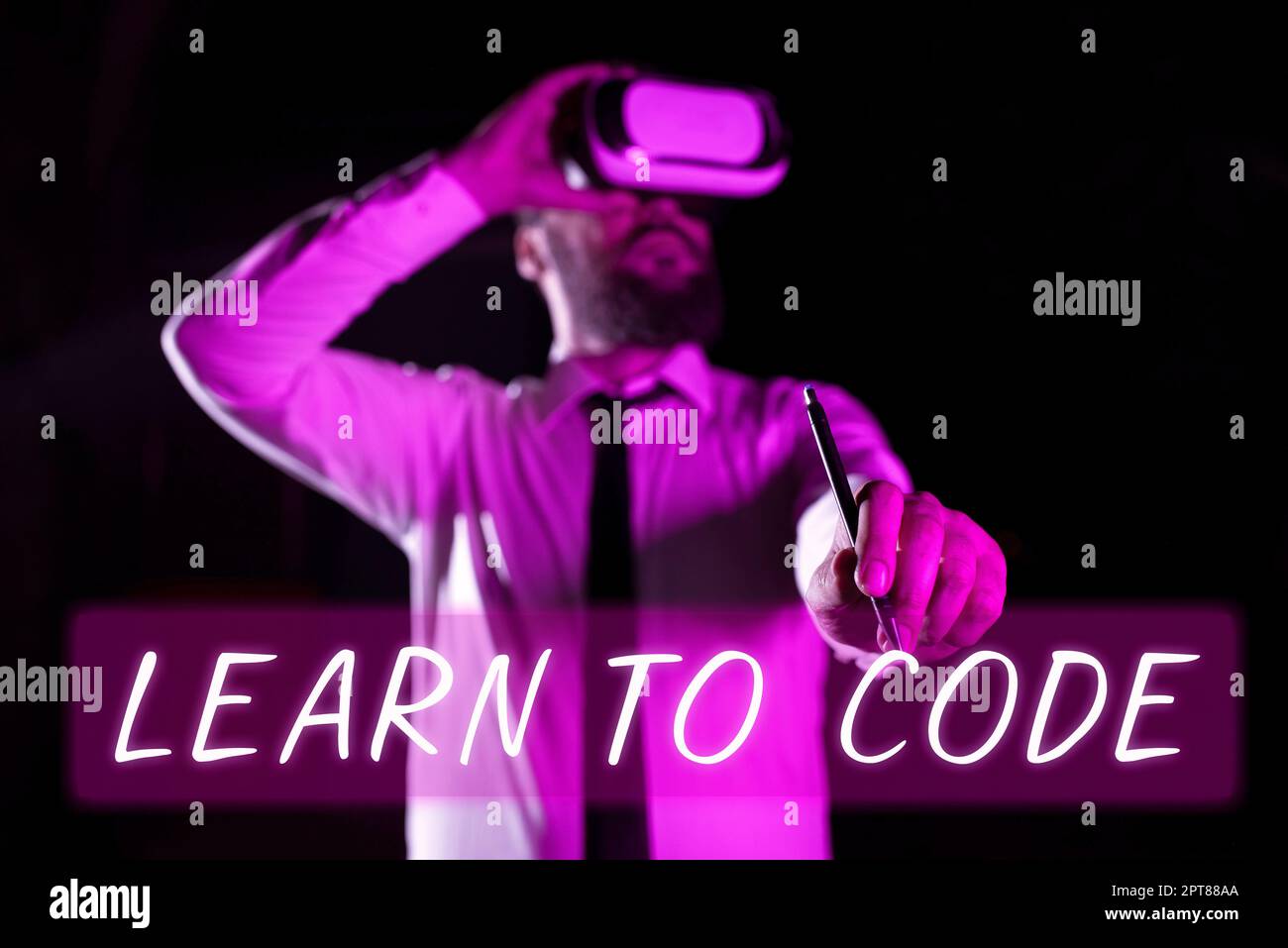 Sign displaying Learn To Code, Business idea Learn to write Software Be a Computer Programmer Coder Stock Photo