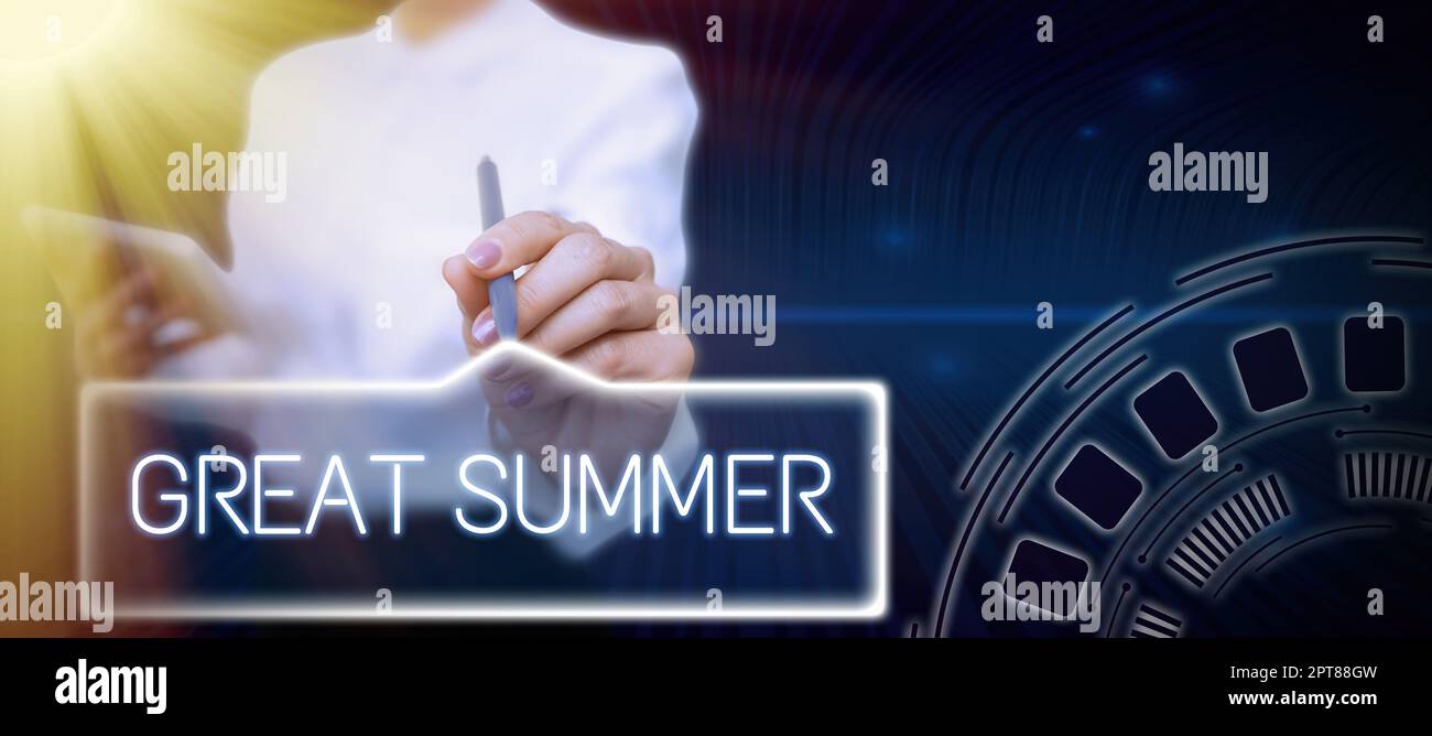 Text caption presenting Great Summer, Word for Having Fun Good Sunshine