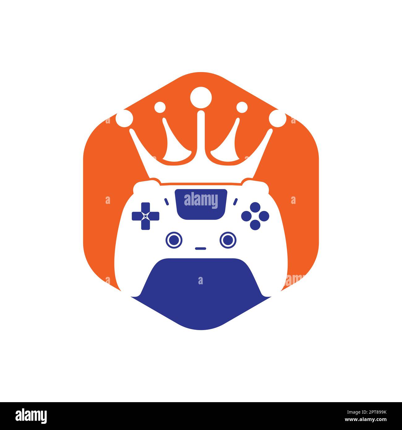 Game king vector logo design. Gamepad with crown vector icon design