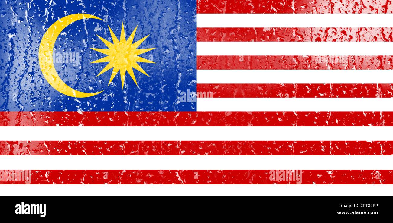 3D Flag of Malaysia on a glass with water drop background Stock Photo ...