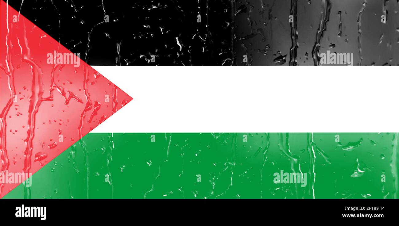 3D Flag of Palestine on a glass with water drop background Stock Photo ...
