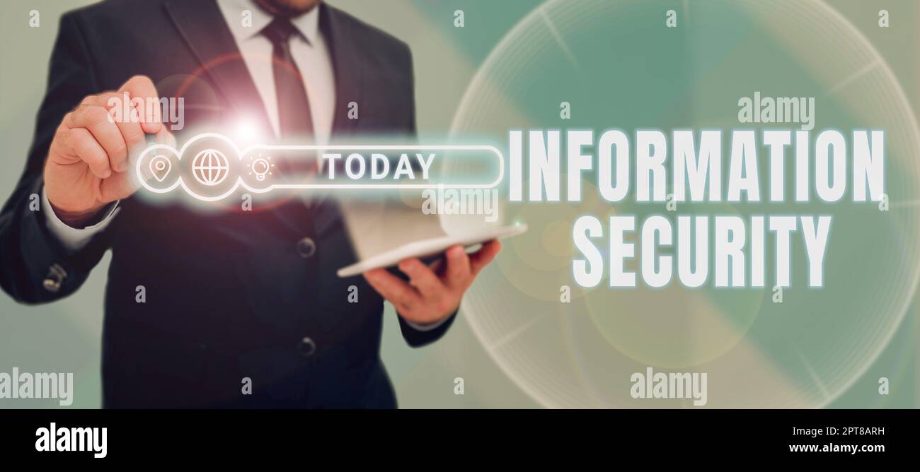 Writing displaying text Information Security, Concept meaning INFOSEC Preventing Unauthorized Access Being Protected Stock Photo