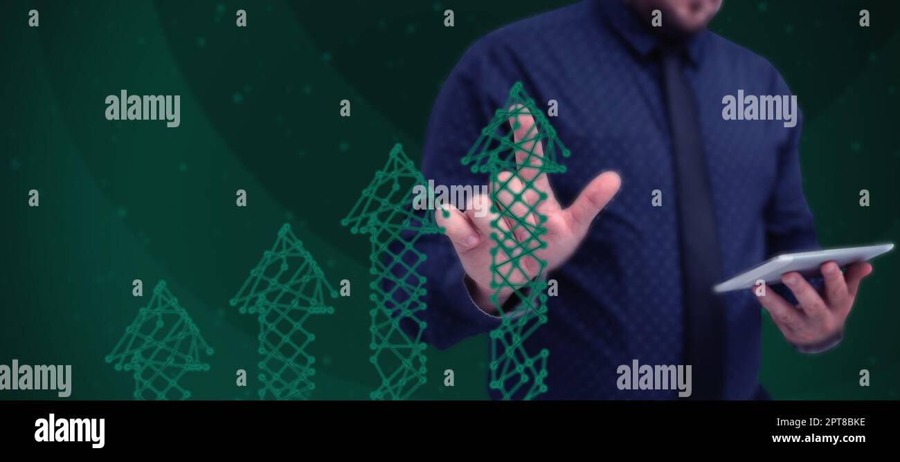 Business Man Presenting New Futuristic Technologies. Stock Photo