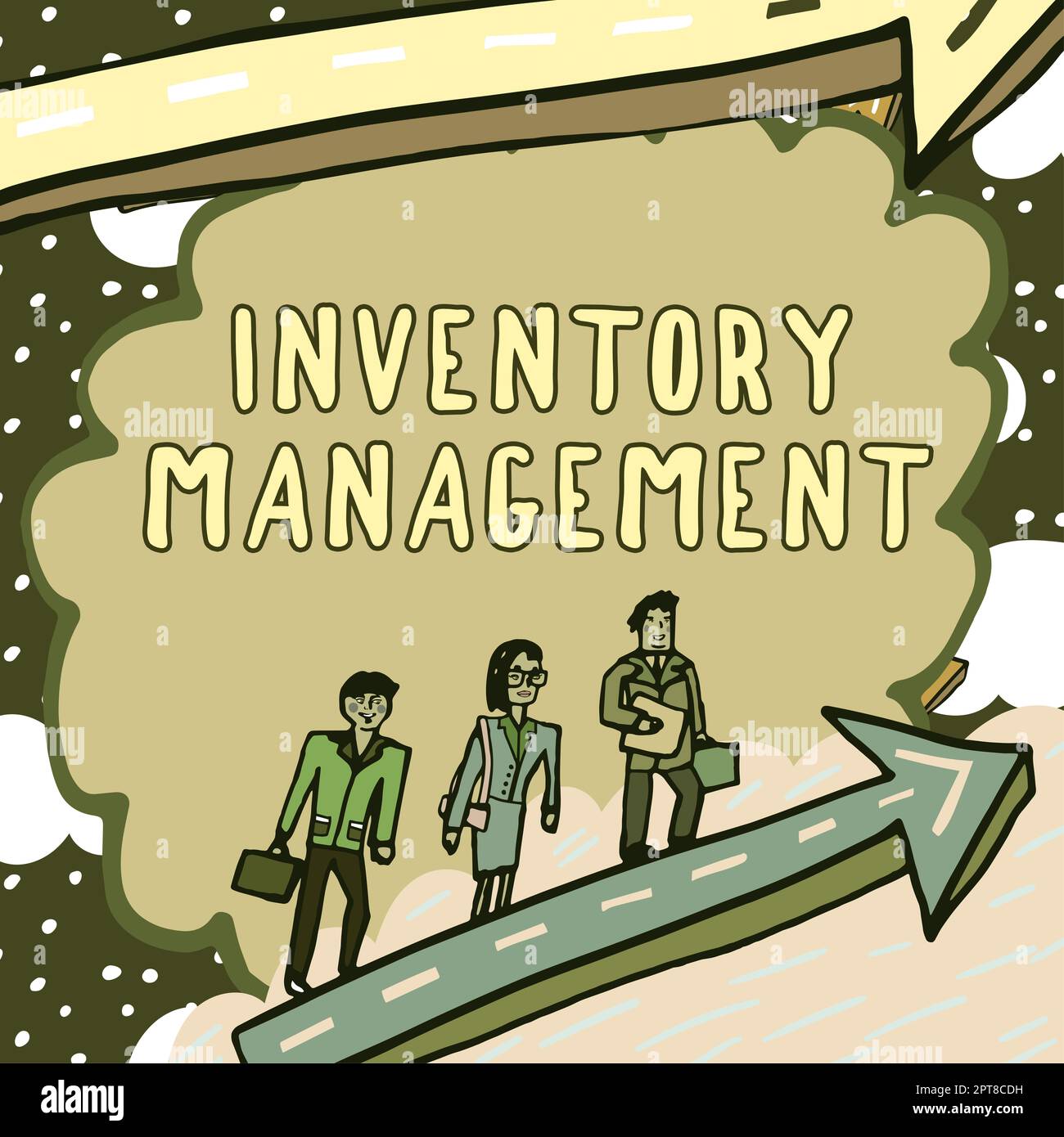 Handwriting text Inventory Management, Word for Overseeing Controlling