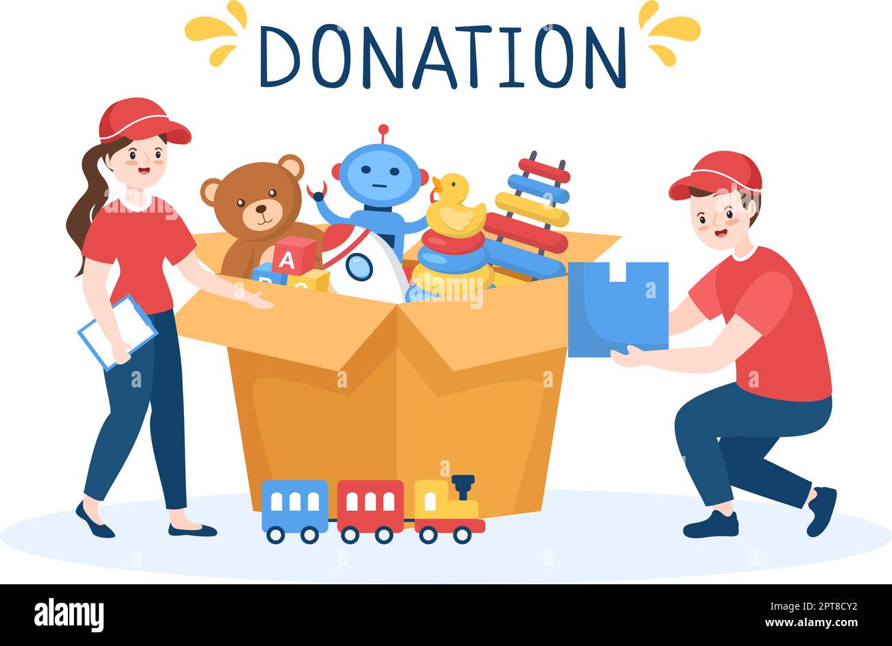 Cardboard Donation Box Containing Toys for Children, Social Care
