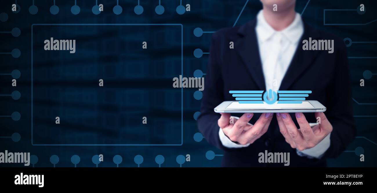 Business Man Presenting New Futuristic Technologies. Stock Photo