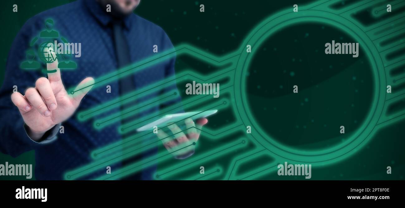 Business Man Presenting New Futuristic Technologies. Stock Photo