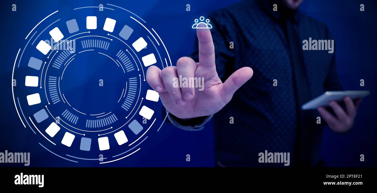 Business Man Presenting New Futuristic Technologies. Stock Photo