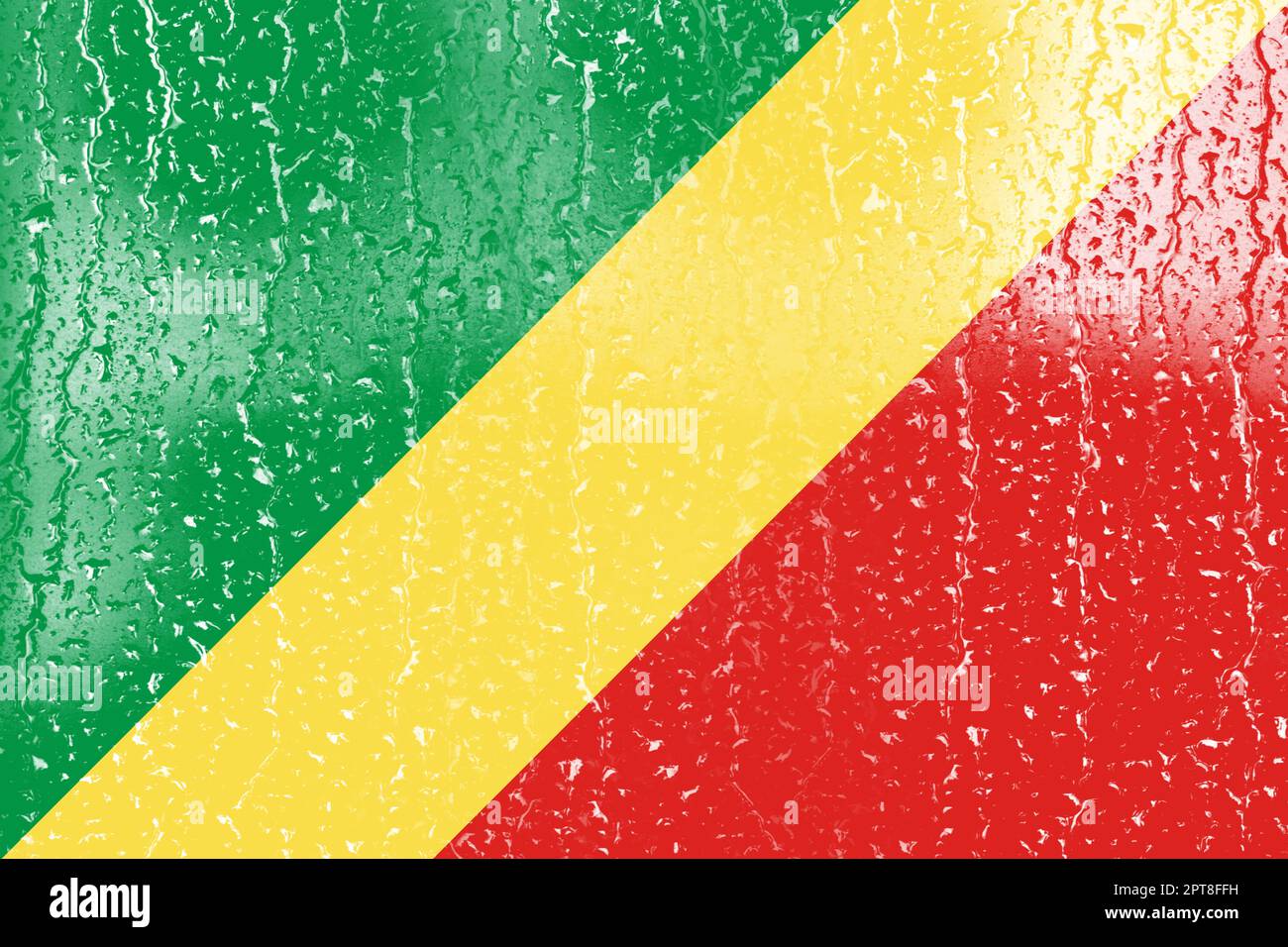 3D Flag of Republic of the Congo on a glass with water drop background ...